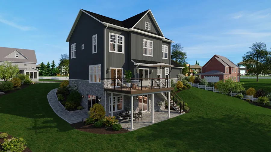 3D render of a house with complete exterior layout by Cedreo