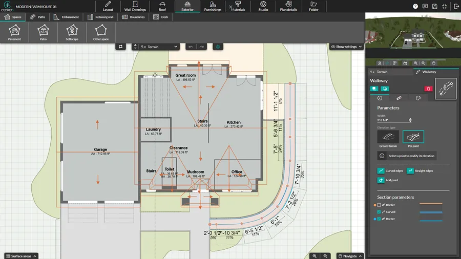Screenshot cedreo interface exterior step