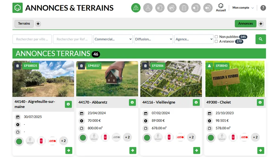 screenshot logiciel de gestion des terrains par Cedreo