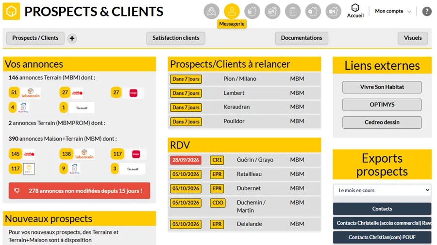 screenshot logiciel de gestion pour la relation client par Cedreo