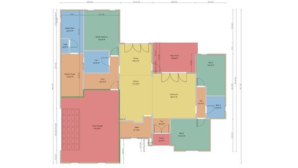 2D floor plan with colors generated with Cedreo