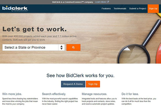 BidClerk home page