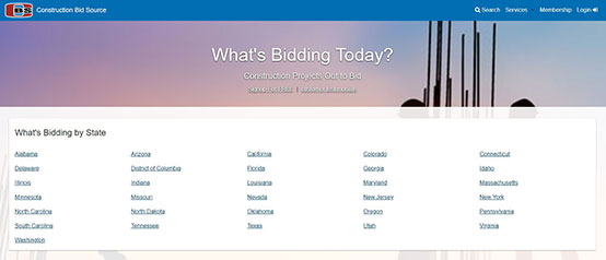 Construction Bid Source home page