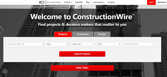 ConstructionWire home page