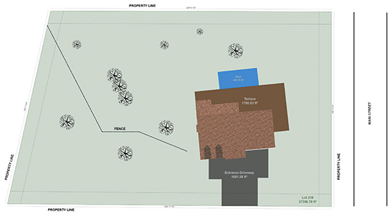 Example of a site plan designed with Cedreo