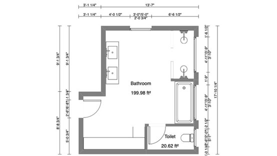 Bathroom floor plans with dimensions designed with Cedreo