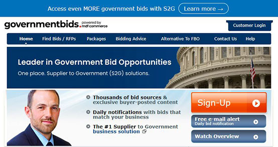 GovernmentBids.com home page