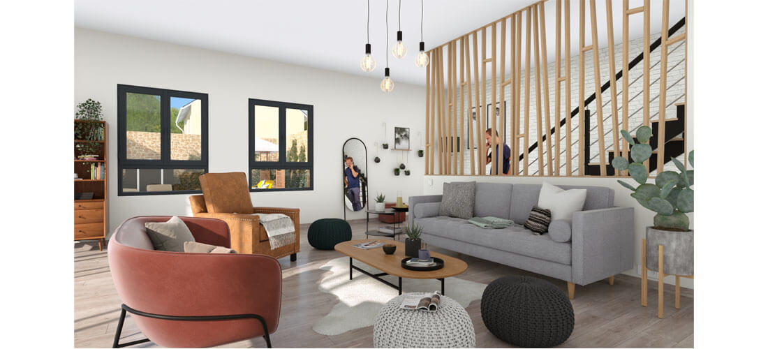 Cedreo 3D rendering of a living room to accommodate