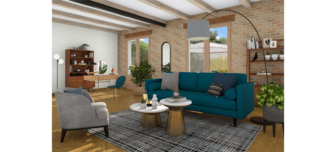Cedreo 3D rendering of a large living room