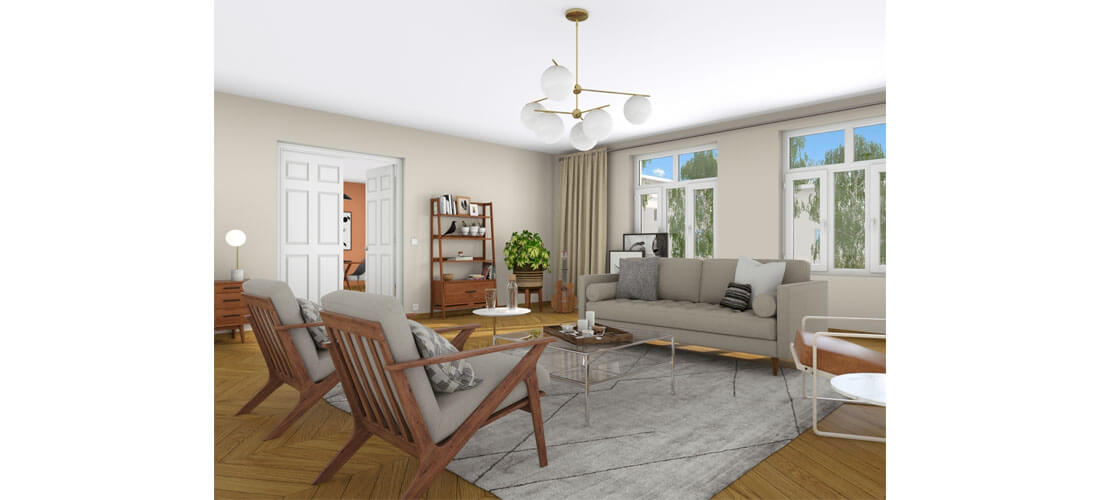 Cedreo 3D render of a square living room