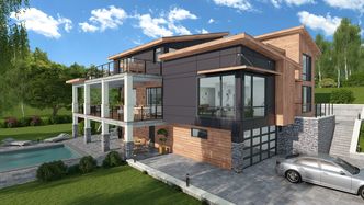 Renderizado 3d de casa de 3 plantas creado con Cedreo