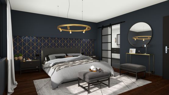 3D rendering of a master bedroom