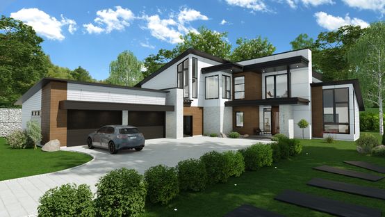 3D render of a modern house designed with Cedreo