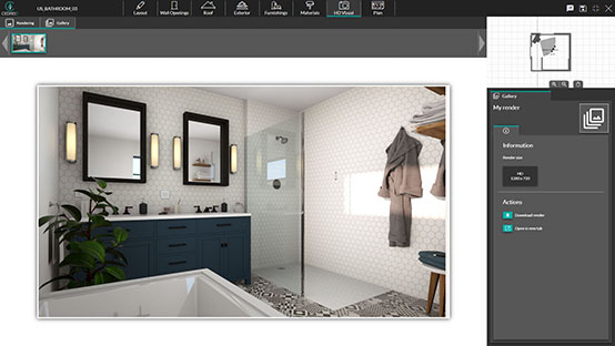Cedreo UI shot bathroom 3D rendering