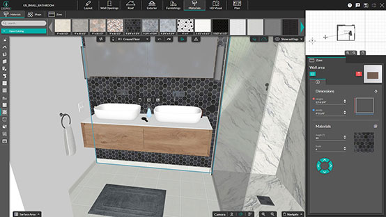 Cedreo UI shot baño - selección de materiales