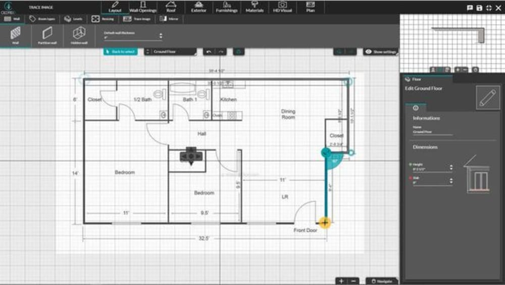 UI shot layout step import a fllor plan