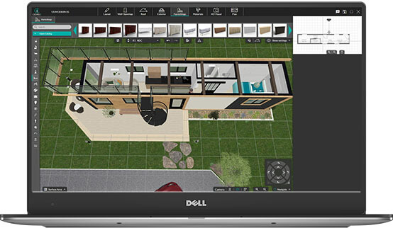 UI shot Cedreo container house floor plan