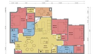 large colored 2d floor plan created with Cedreo