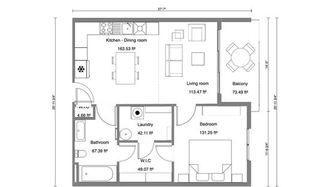 Apartment floor plan with balcony