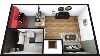narrow studio apartment floor plan