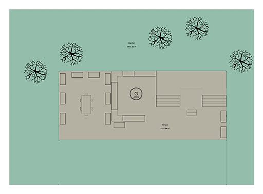 2D floor plan of a backyard designed with Cedreo