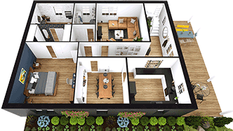plano de casa de dos plantas ejemplo 3D