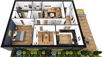 two-story house plan 3D example