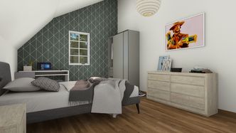 Sloped Roof Bedroom Layout designedwith Cedreo