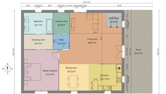 Plano de casa de 2 plantas con perspectiva