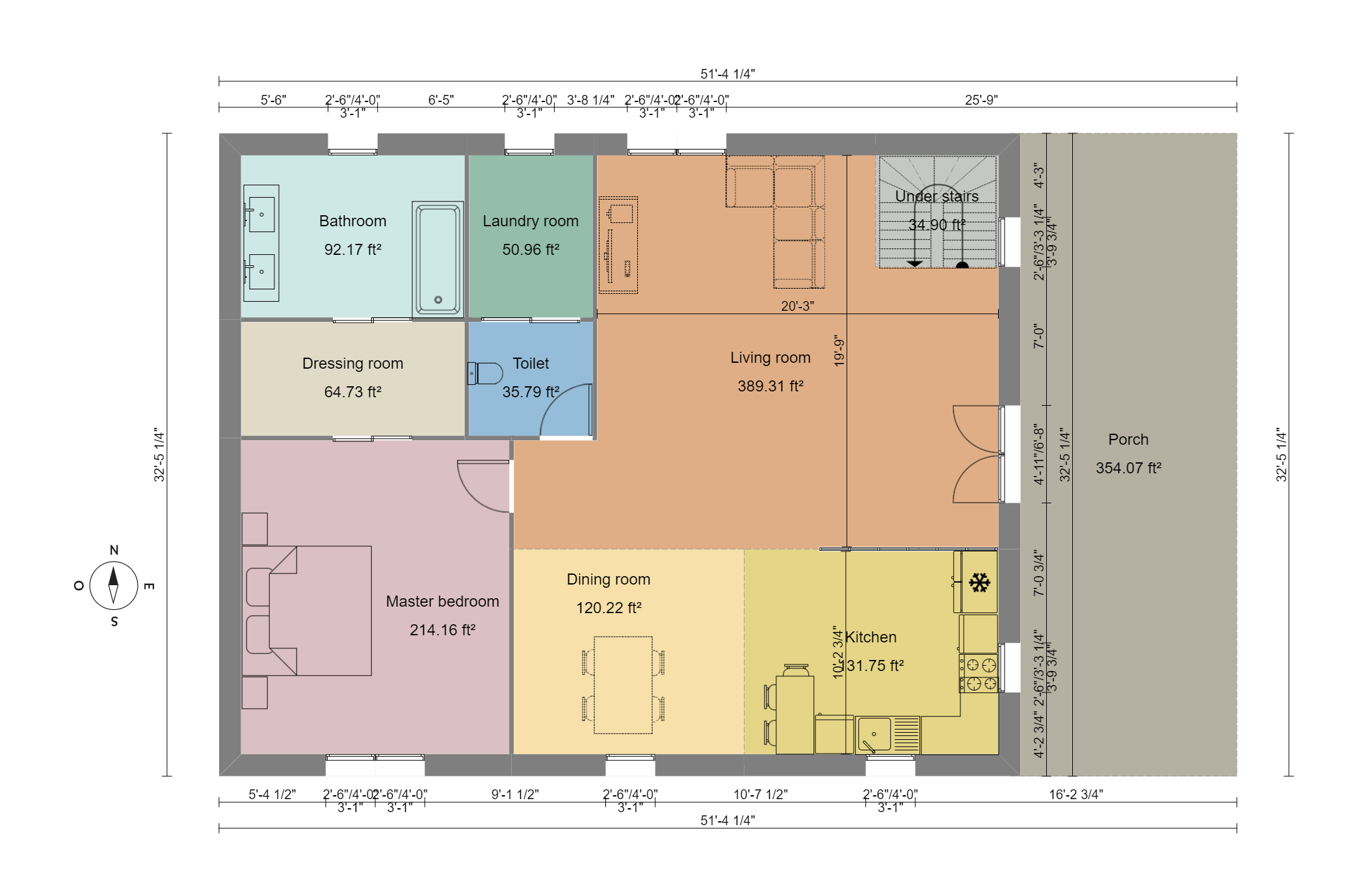 2D floor plan with dimensions designed with Cedreo
