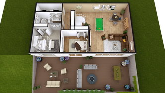 3D house plan with basement example