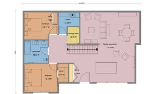 2D Basement Floor Plan with Stairs