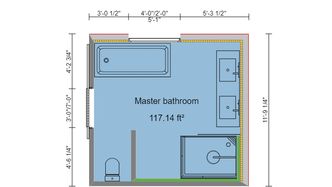 Diseño 2D del cuarto de baño realizado con Cedreo