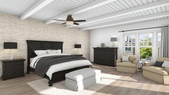 3D rendering of a farmhouse bedroom designed with Cedreo