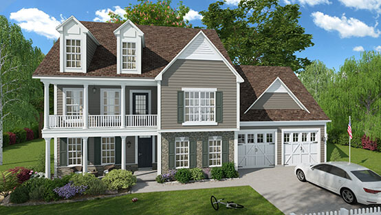 3D render of a colonial house designed with Cedreo