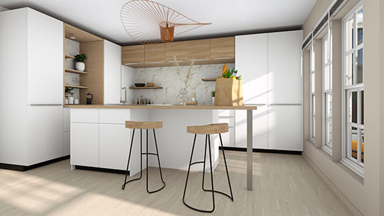wood & white kitchen designed with cedreo