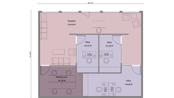 commercial 2D floor plan designed with Cedreo