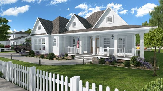3D rendering of country home created with Cedreo