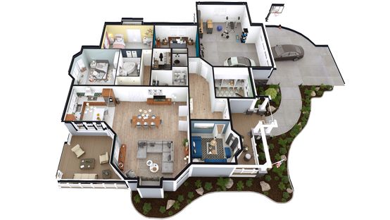 3D floor plan of a craftsman house