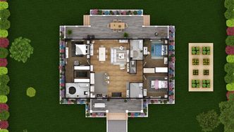 3D Floor Plan with Exterior Space designed with Cedreo