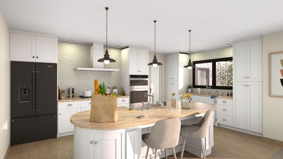 Render en 3D de una cocina diseñada con Cedreo