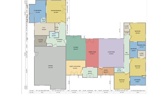 2D floor plan of a farmhouse designed with Cedreo