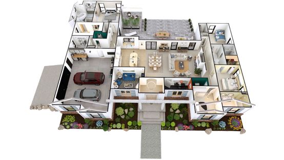 Farmhouse 3D floor plan designed with Cedreo