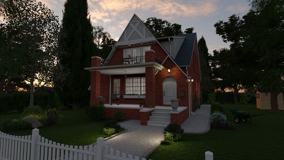 3D rendering of a Federal house designed with Cedreo