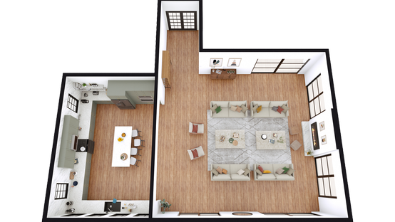 US kitchen 3D floor plan