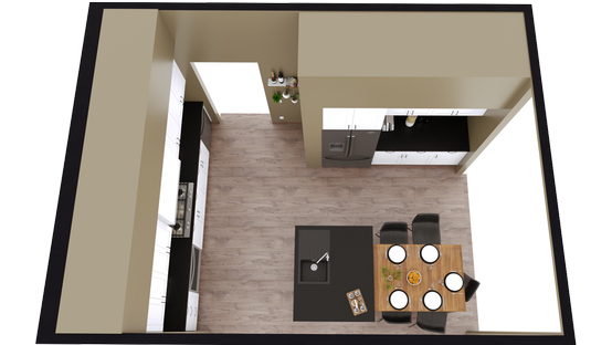 Axoview of a kitchen designed with Cedreo