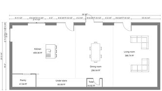 2D Open living room layout designed with Cedreo