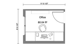 Plano 2D de una oficina pequeña