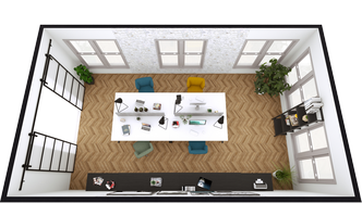 communal office layout 3D