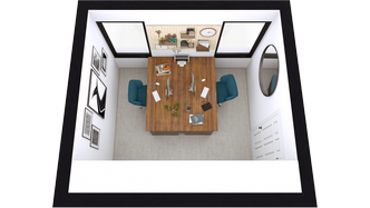 3D rendering of double office set up created with Cedreo